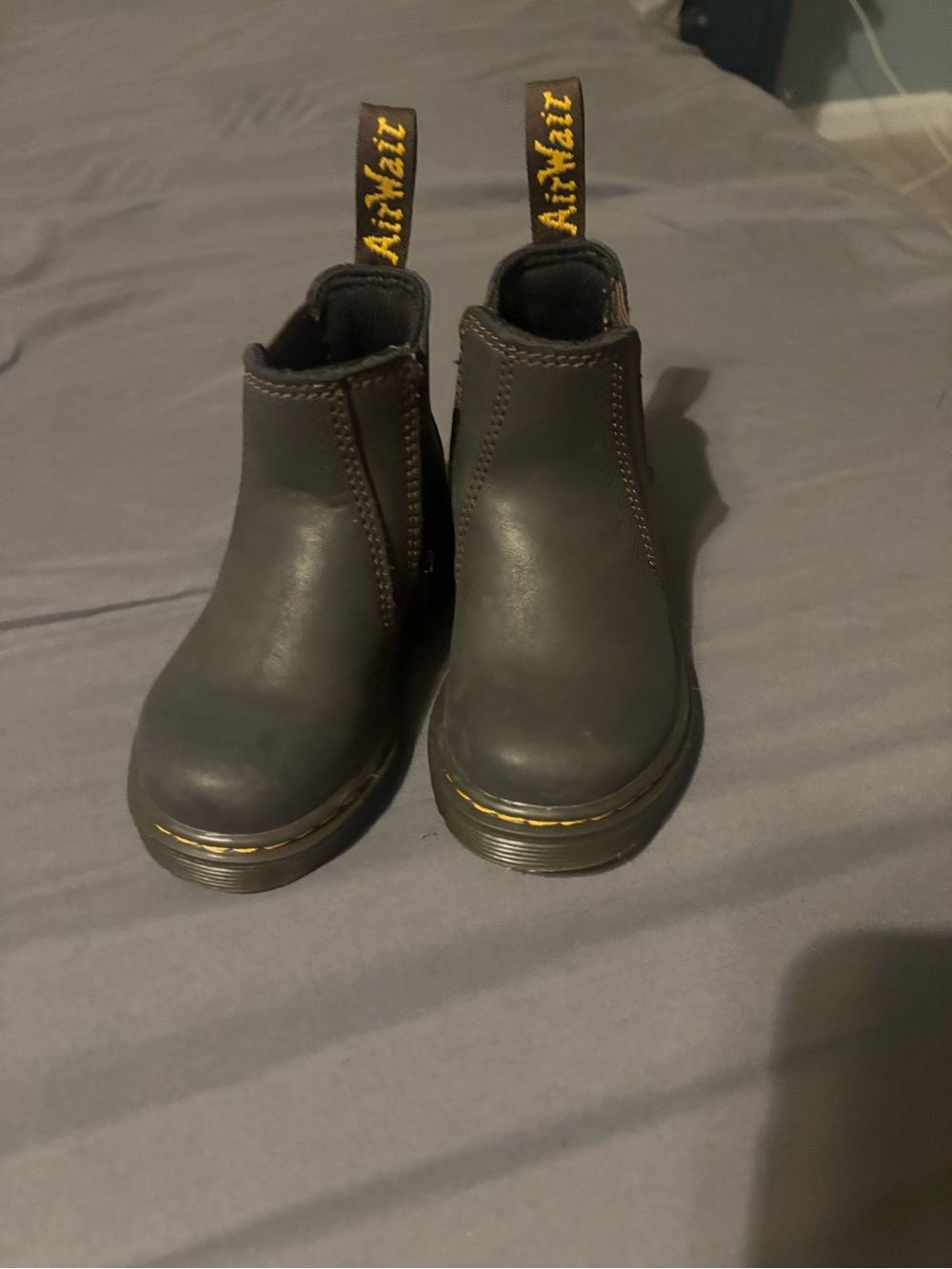 Dr. Martens Kids Black Chelsea Boots with Yellow Stitching
